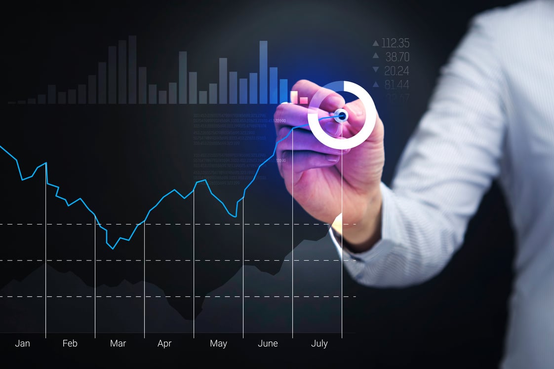 Hand illustrating business analytics concept